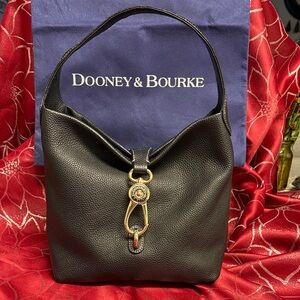 Dooney & Bourke Small Black Hobo Bag with Gold Accent